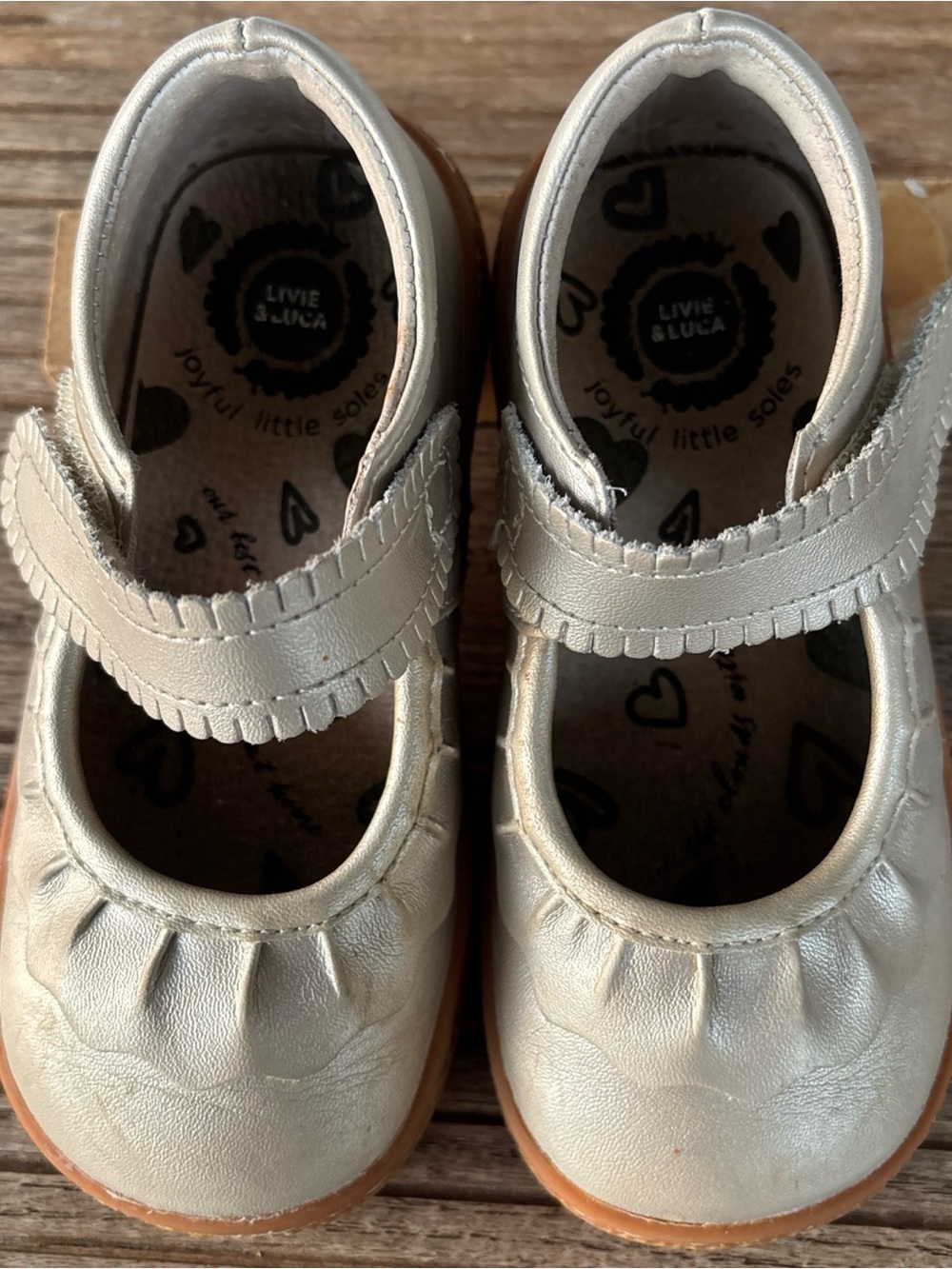 Kids Gold Metallic Mary Jane Shoes with Hook-and-Loop Strap 8 - Picture 3 of 12